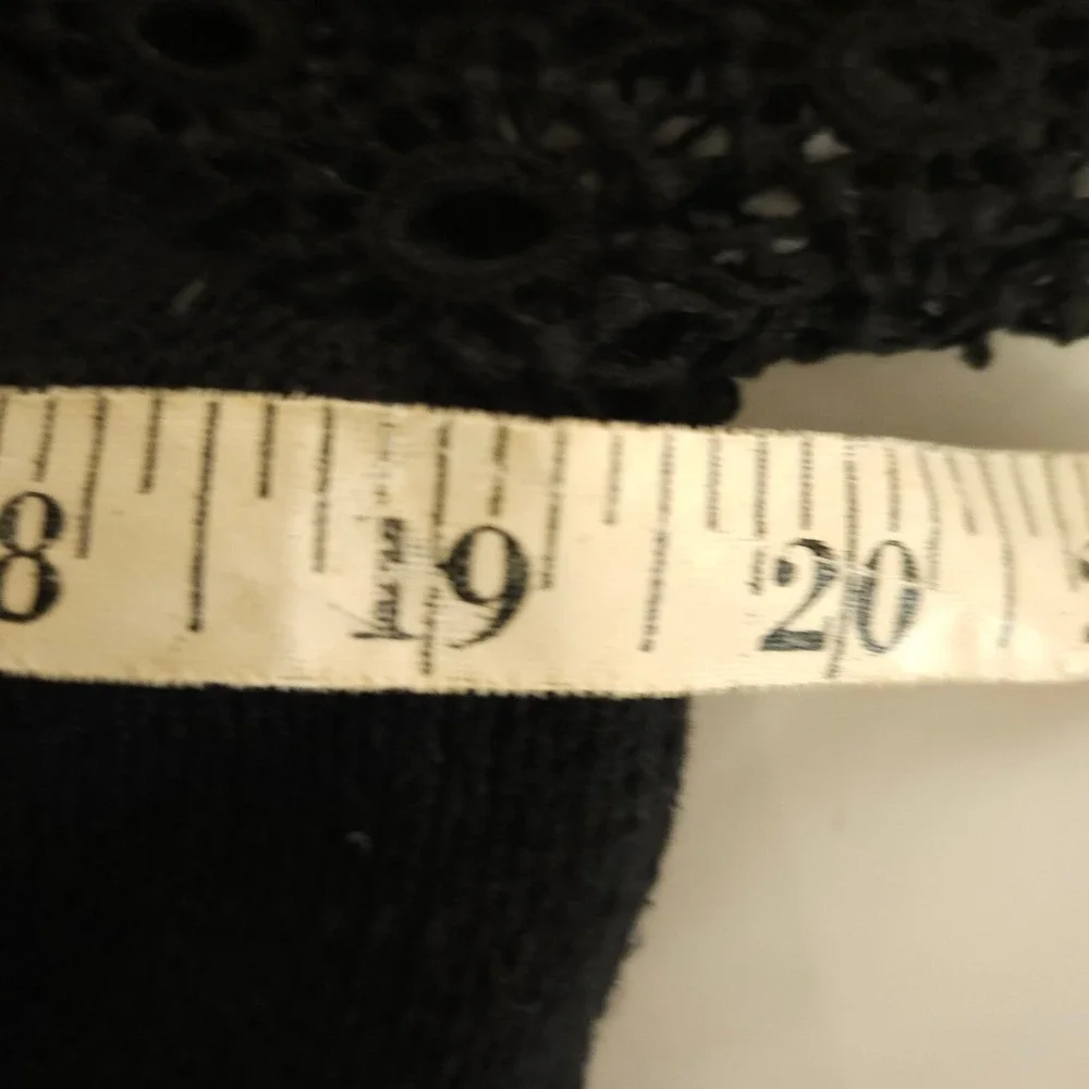1 Lucky Brand Black Lace Sleeve Linen Cotton Sweater Womens Large